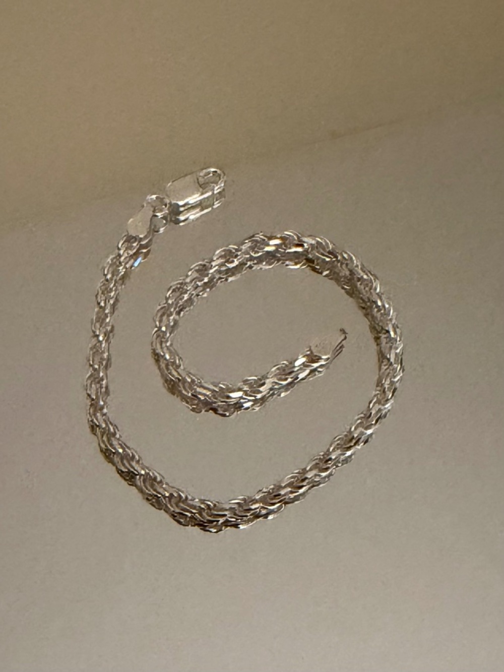 Sterling Silver 925 Rope Cut Bracelet - Size 8"